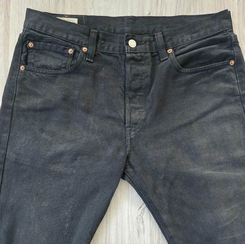 Levi's (Big E) | 501 black denim button fly straight leg jeans | MENS 32×30